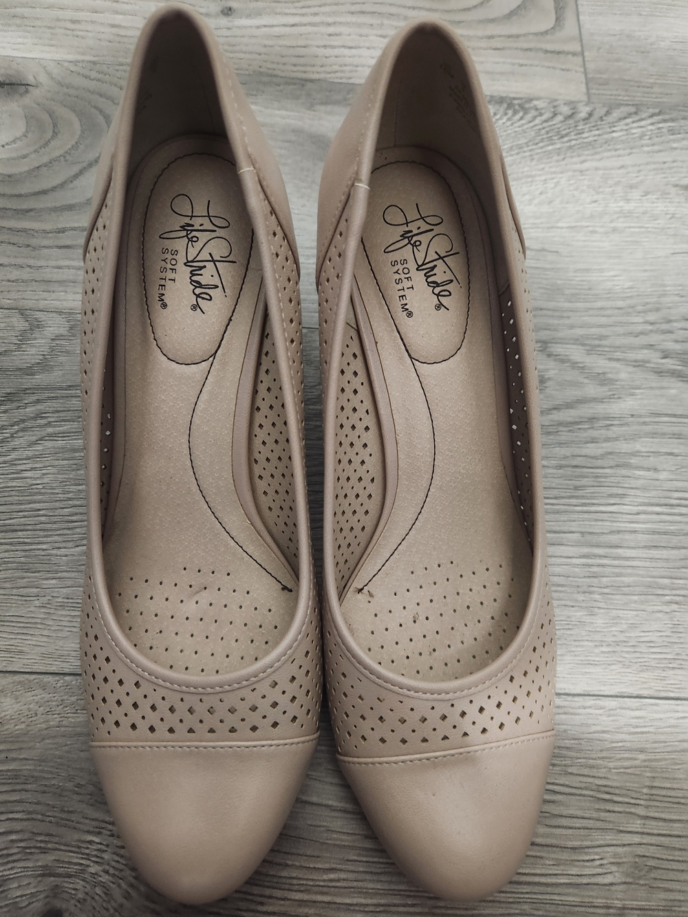 Life Stride Beige Perforated Comfort Ballet Flats